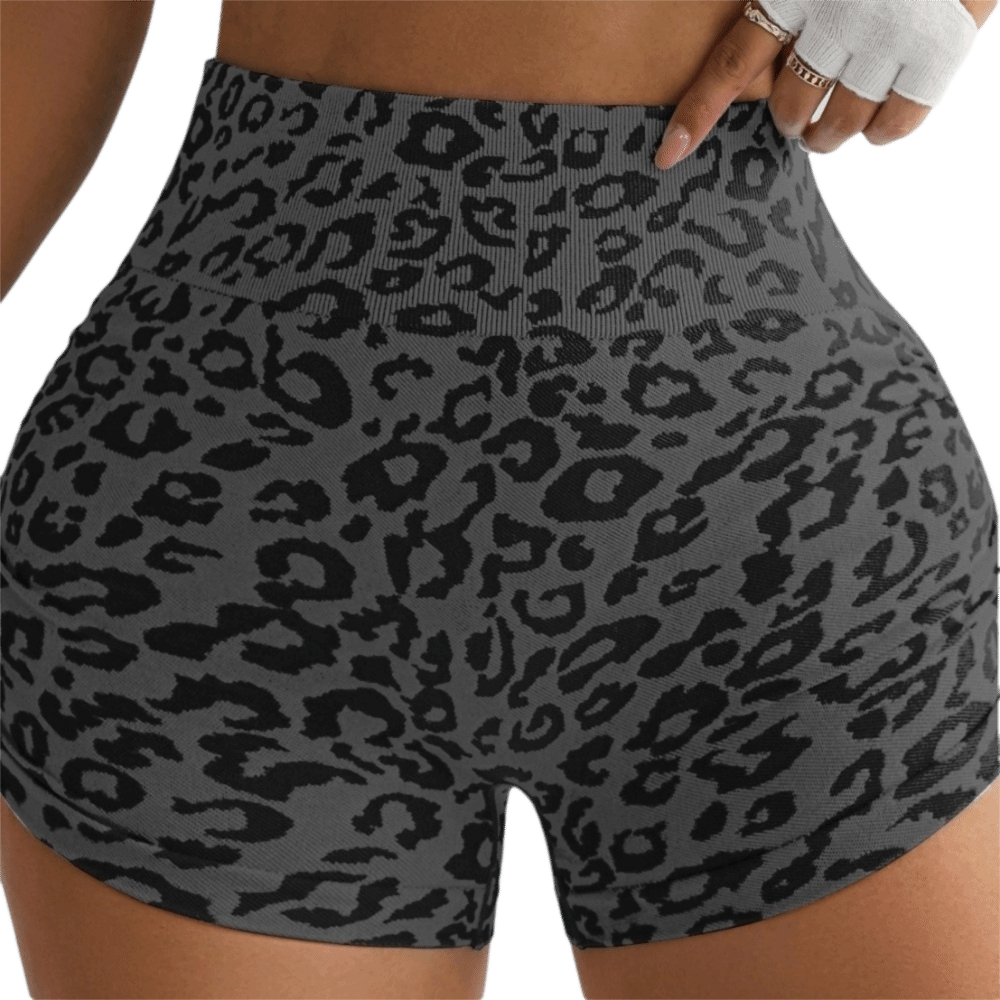 Pilates Yoga Oxford - Casual Leopard High Waist Shorts Skin
