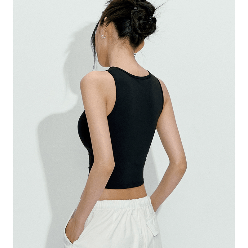 Pilates Yoga Or - Women's halter sports vest, one-piece black